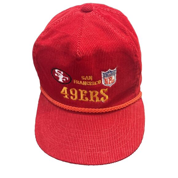 Vintage 90s Sports AmaPro San Francisco 49ers NFL Corduroy Snapback Hat - Picture 1 of 9